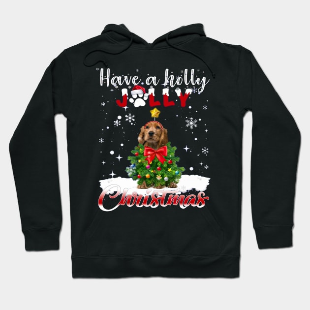 Have A Holly Jolly Christmas English Cocker Spaniel Xmas Tree Hoodie by cyberpunk art